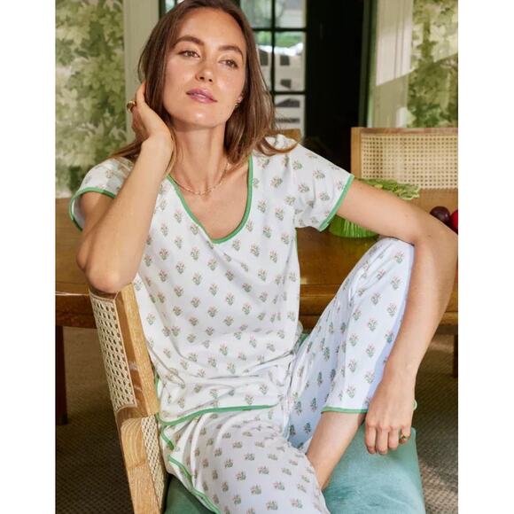 Lake pima pink flora maternity pajama top - Picture 1 of 4